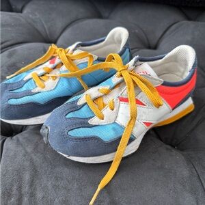 New Balance Kids' Sneakers in Blue and Red with Yellow Laces
